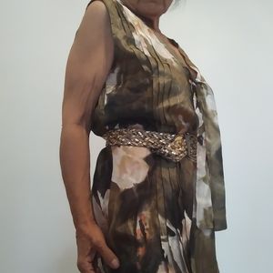 Benetton Italian silk dress /over dress/ beach cover with Belt Included.
